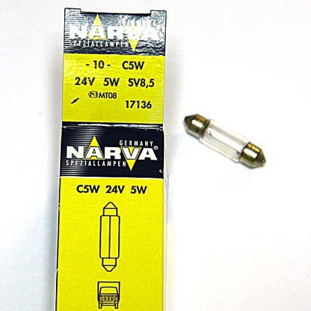 ΛΑΜΠΑ 24V 5W ΣΩΛΗΝΩΤΗ 10ΤΜΧ